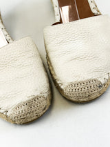Valentino Garavani Rockstud Leather Wedge Espadrilles Size 38
