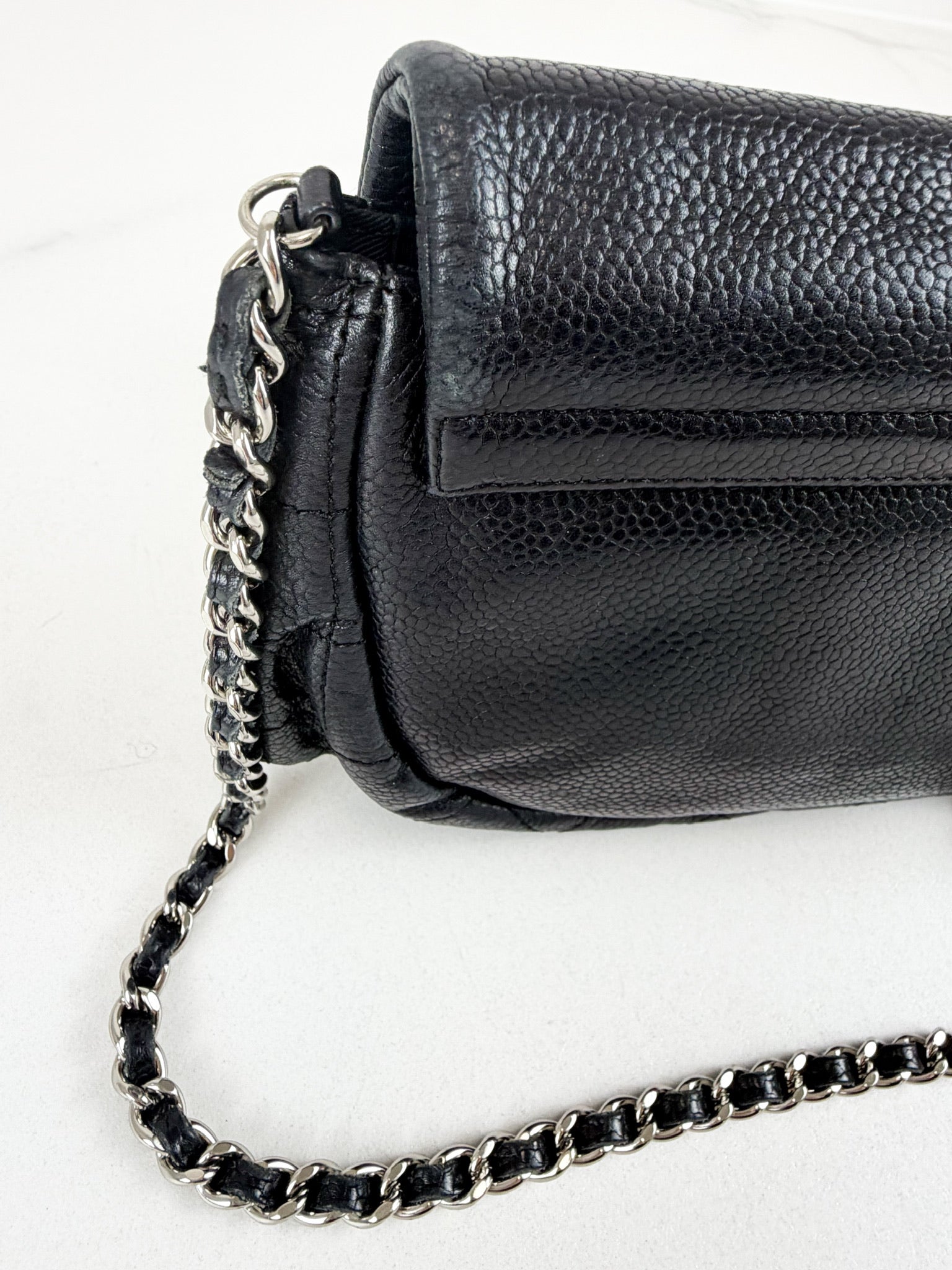 Chanel Black Half Moon Caviar CC WOC with SHW