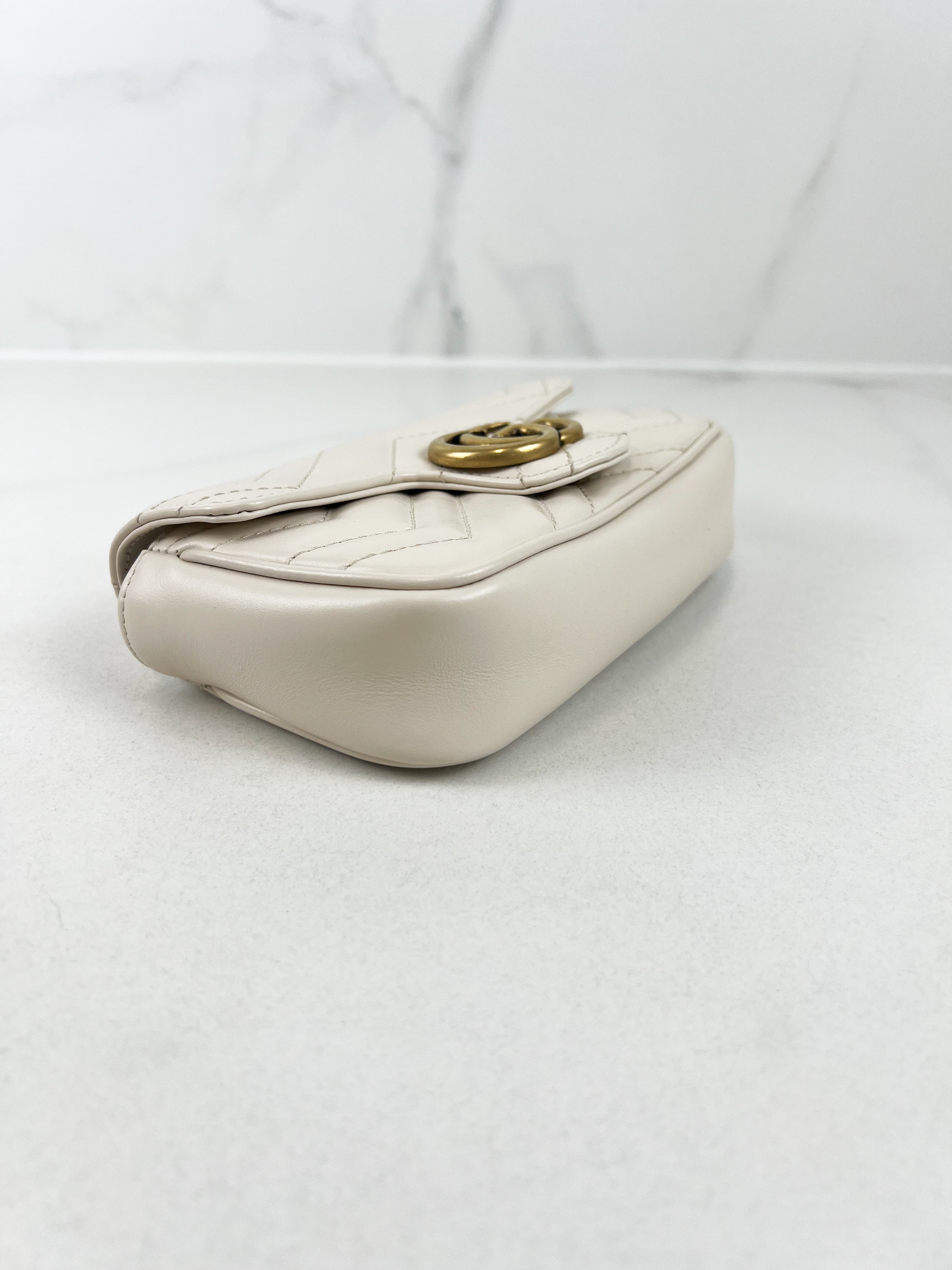 Gucci White GG Marmont Matelasse Super Mini Bag