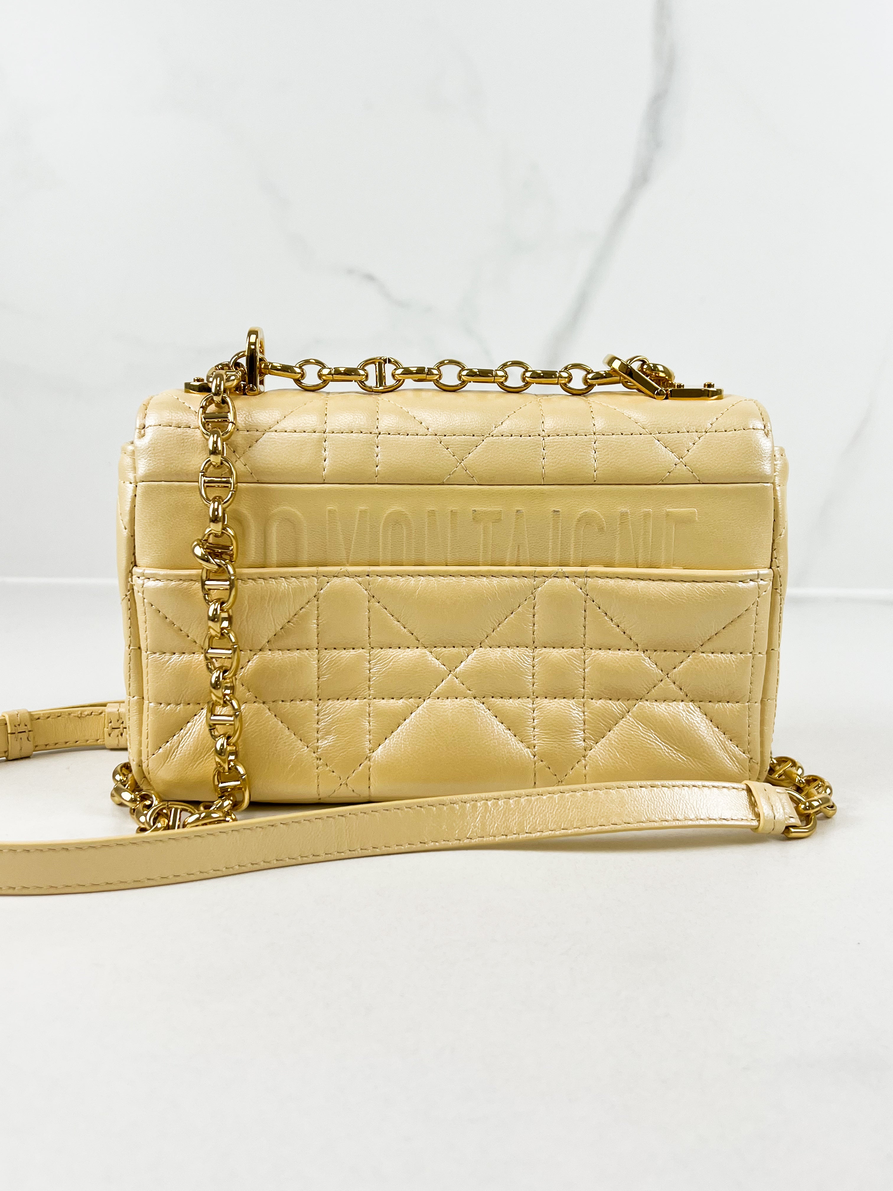 Christian Dior Medium Caro Bag in Butter with GHW