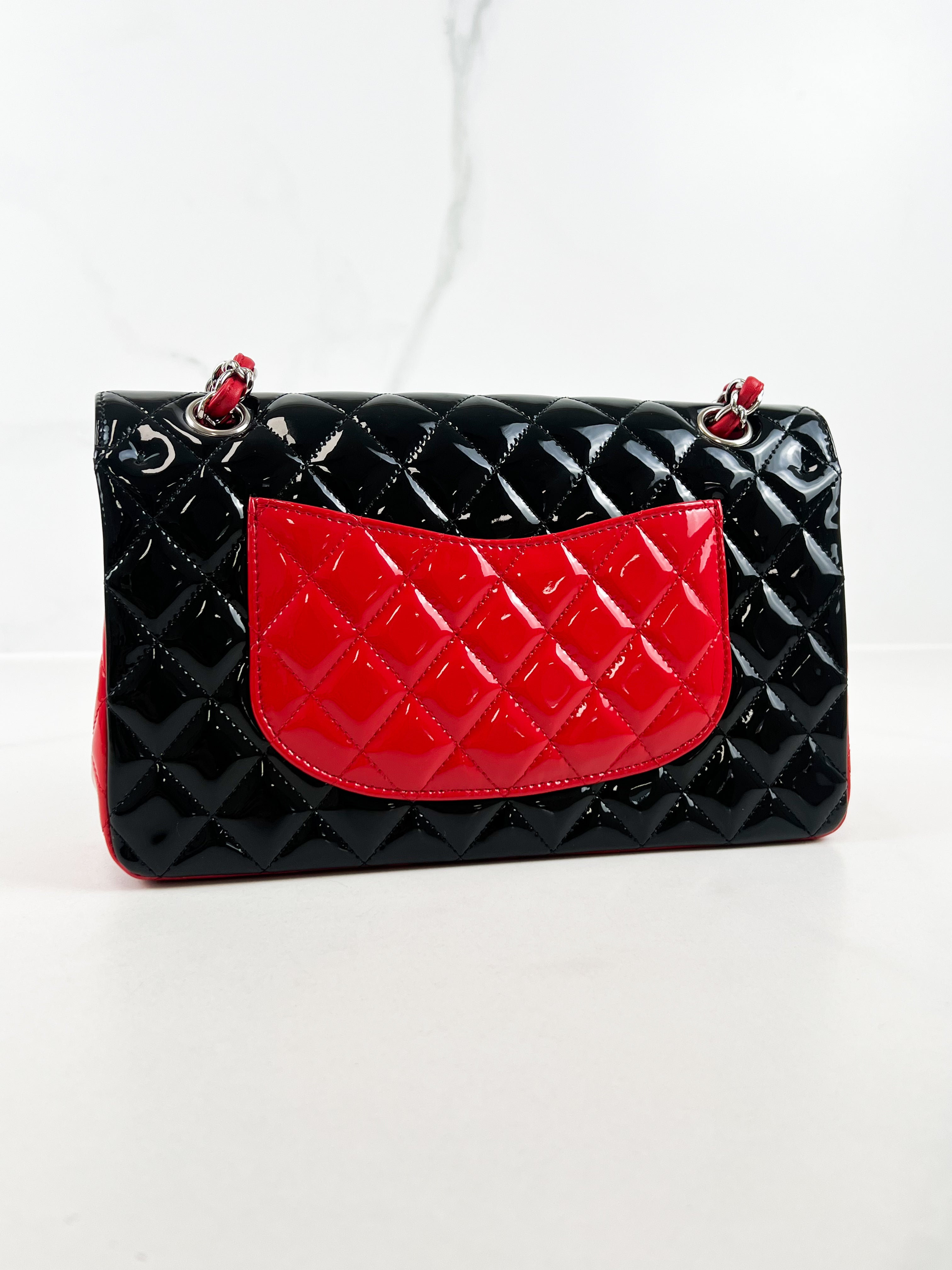 Chanel Small Classic Double Flap Patent Lambskin Shoulder Bag with SHW