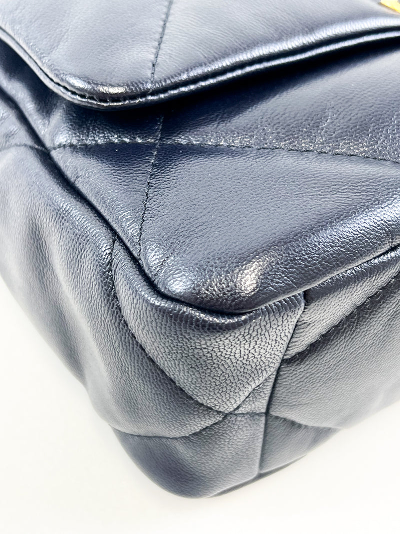Chanel Navy Small Lambskin 19 with Gold & Silver Tone Hardware