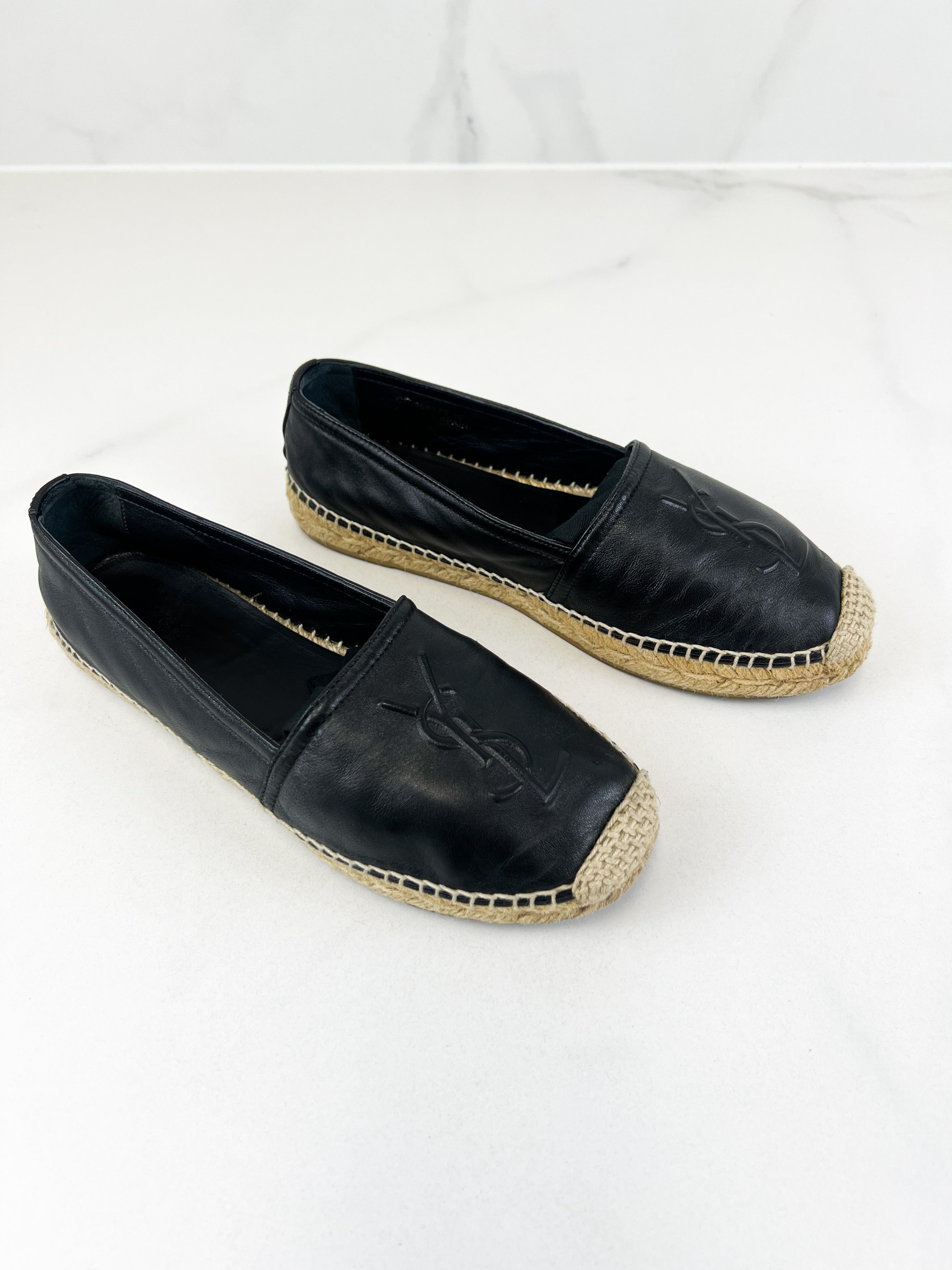 Saint Laurent Black Monogram Espadrilles Size 36