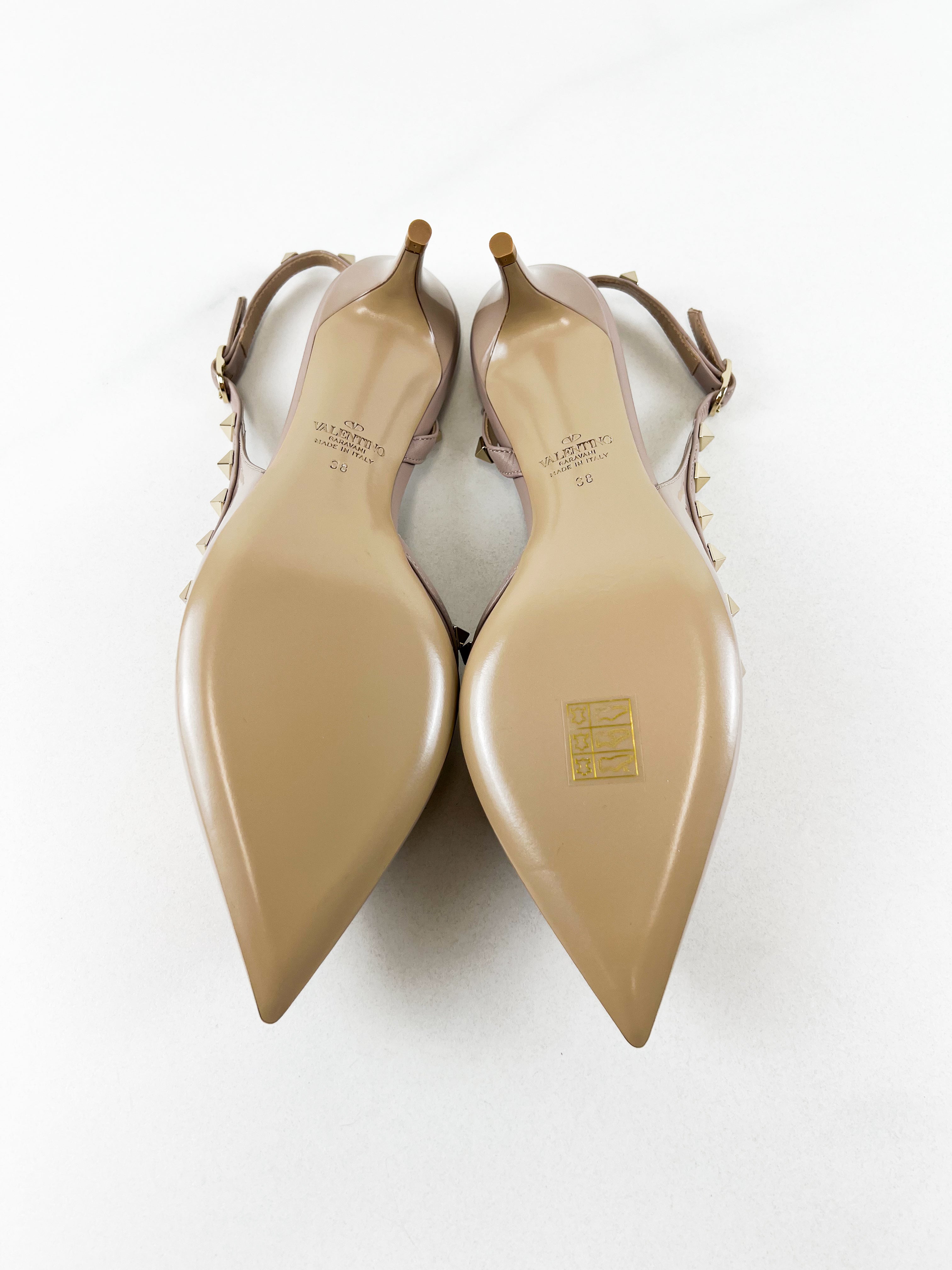 Valentino Rockstud Patent Slingback Pumps Size 38