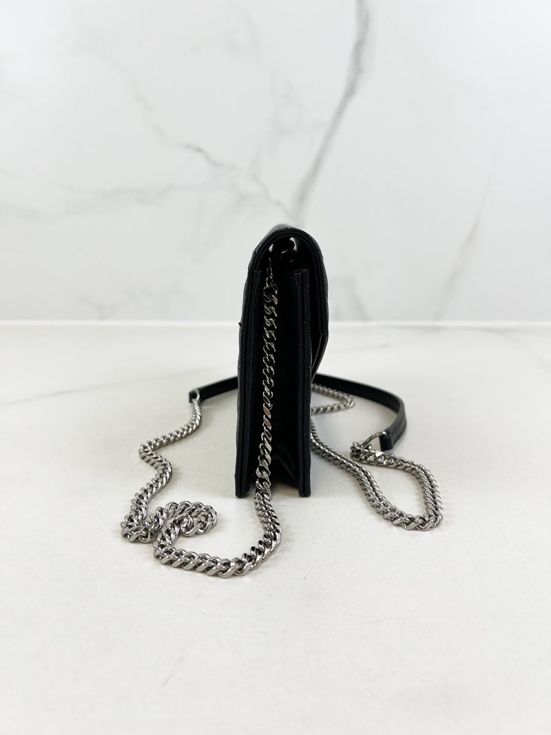 Saint Laurent Black Cassandre Envelope WOC SHW