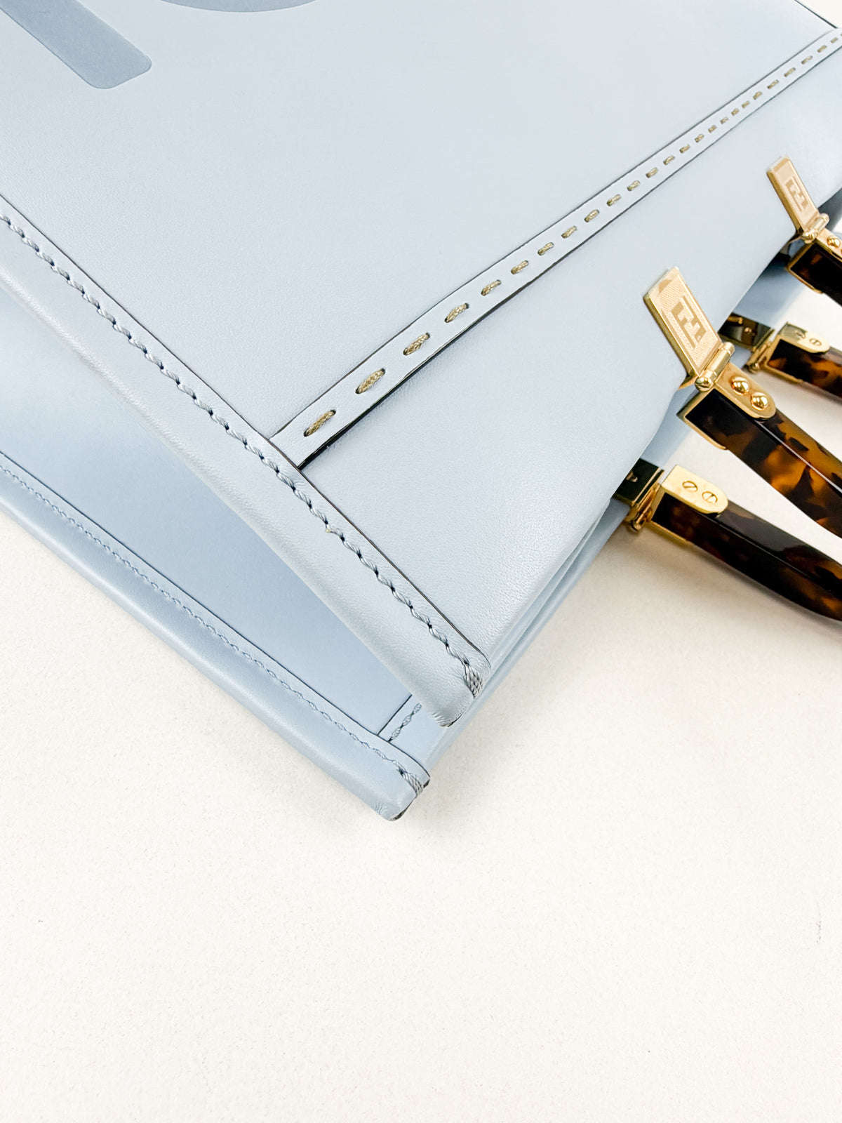 Fendi Blue Leather Sunshine Tote Bag