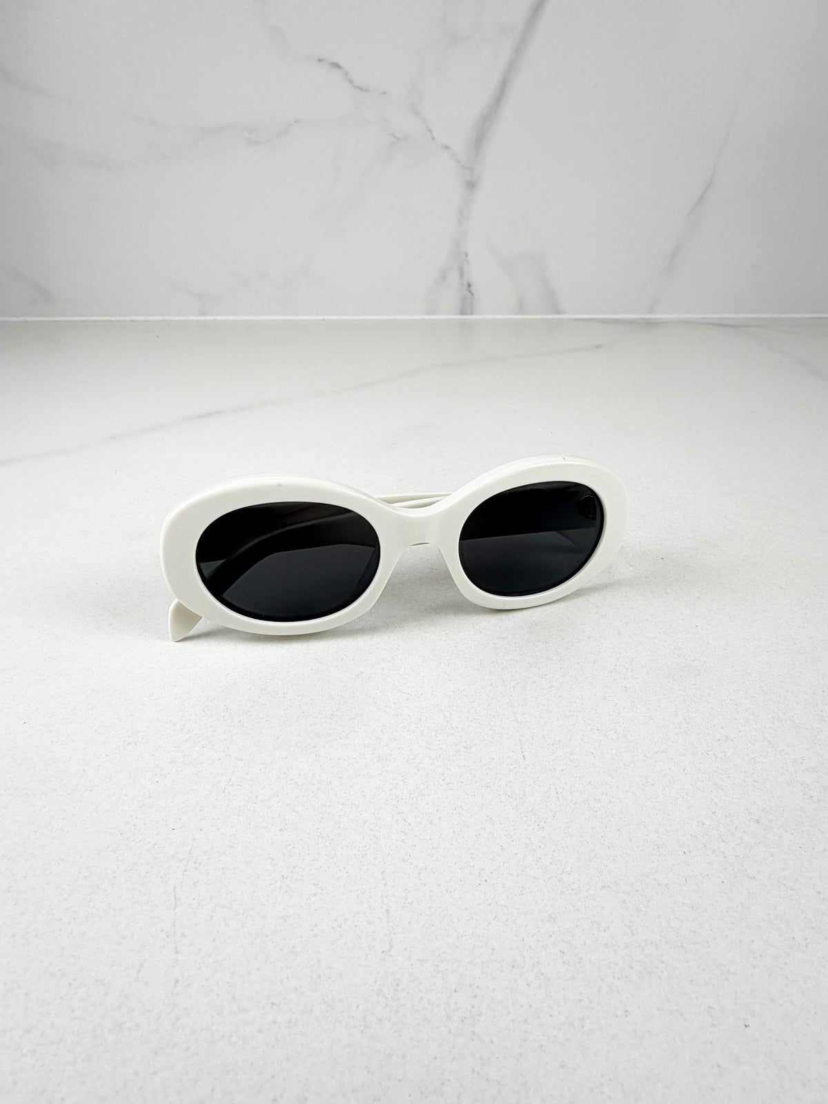 Celine Triomphe White Sunglasses with GHW