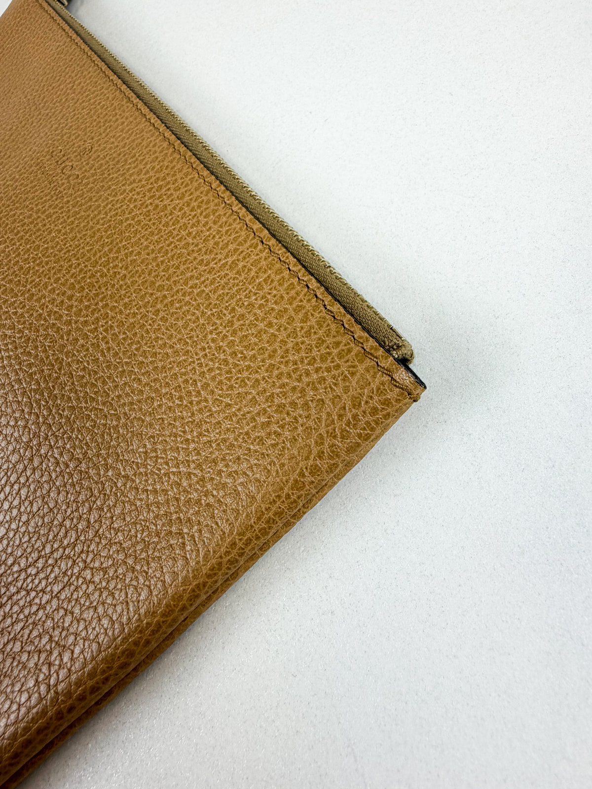 Gucci Bamboo Tassel Pouch Taupe Grained Leather