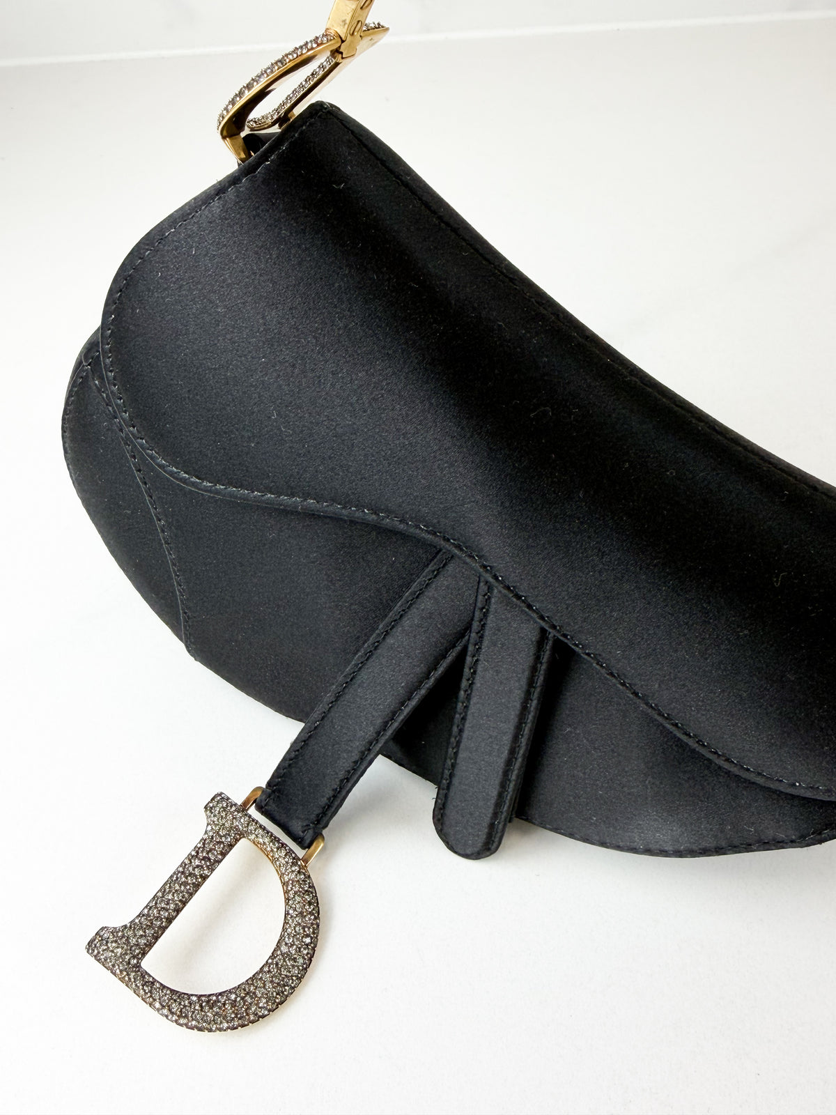 Christian Dior Mini Saddle Bag in Satin with Diamantés