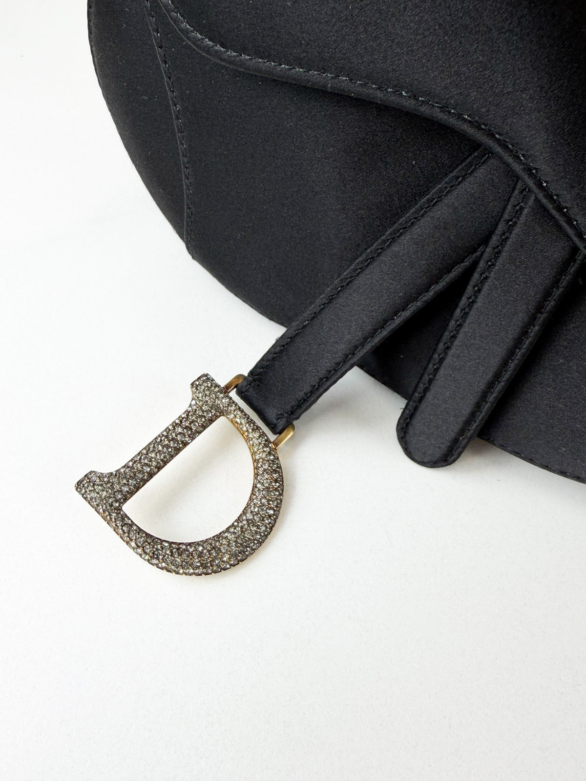 Christian Dior Mini Saddle Bag in Satin with Diamantés