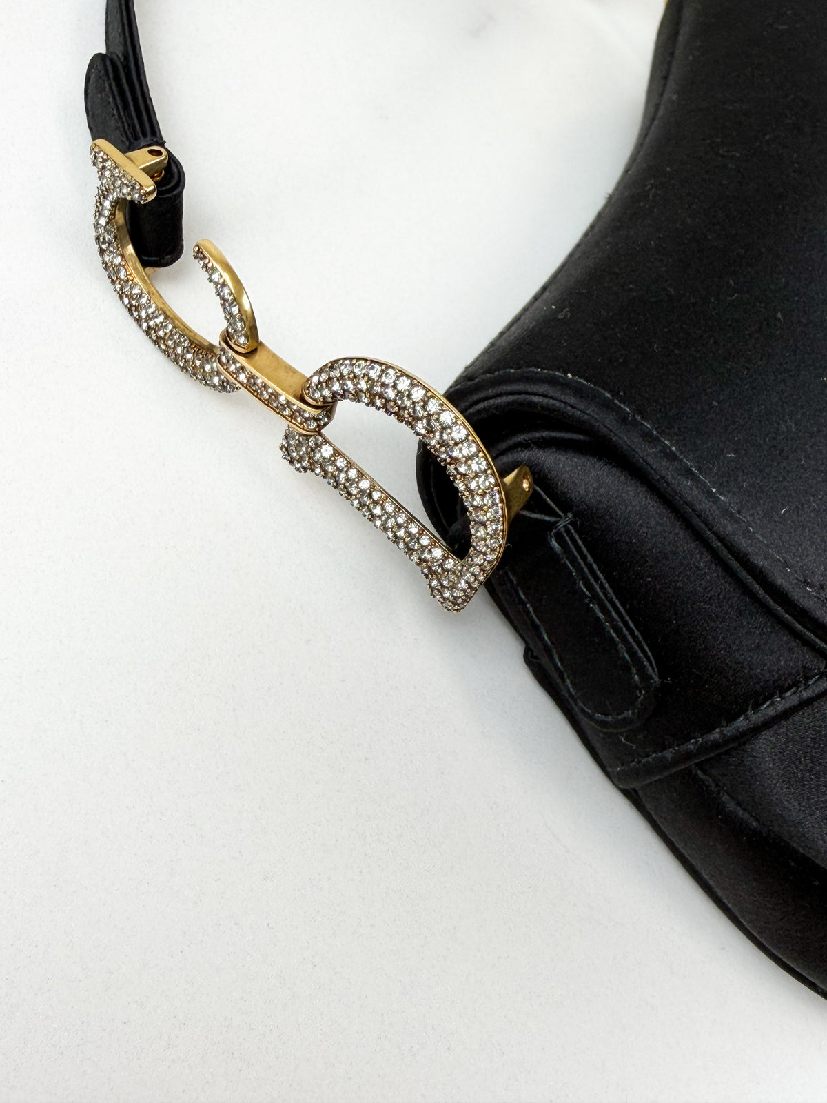 Christian Dior Mini Saddle Bag in Satin with Diamantés