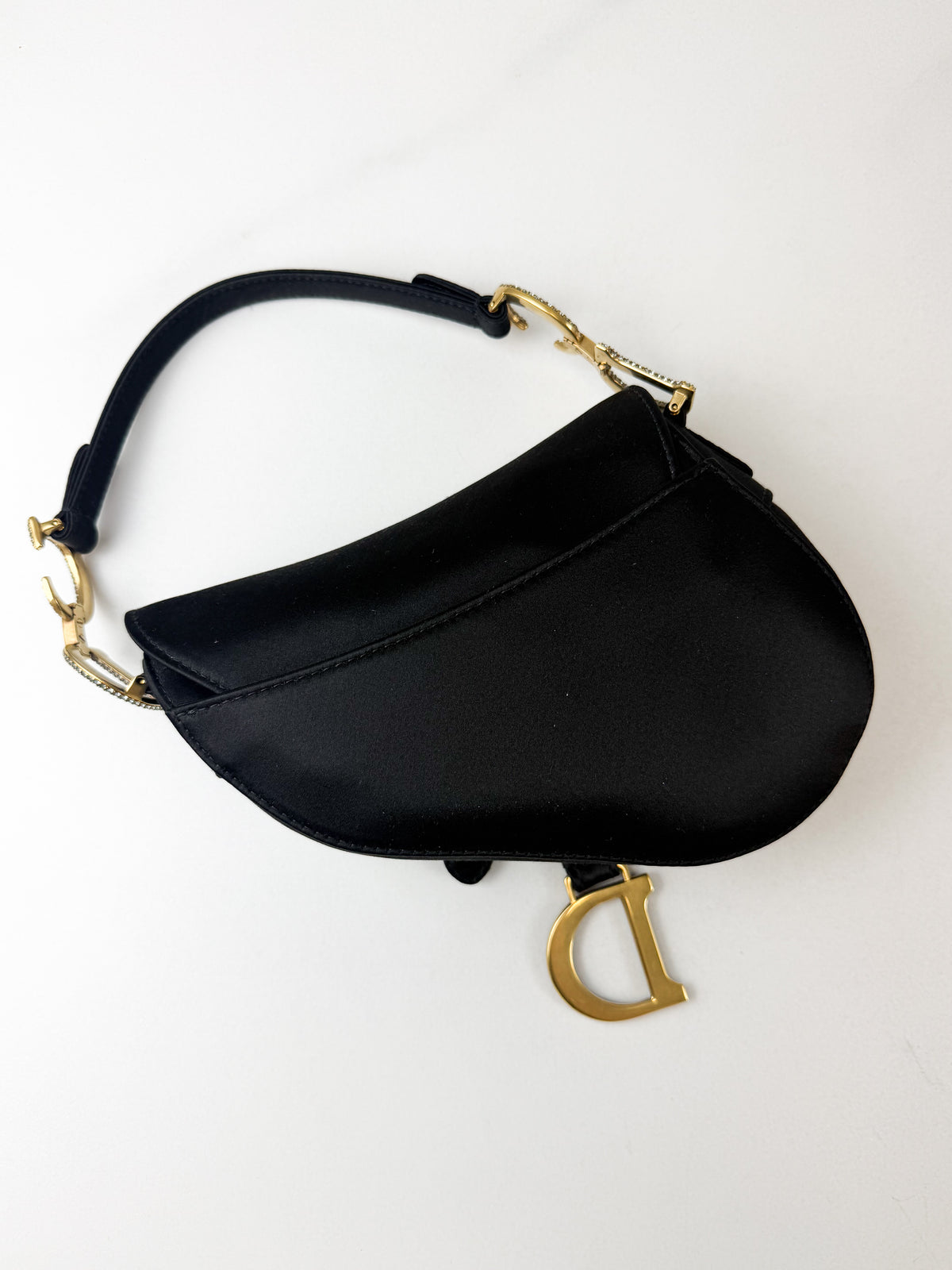 Christian Dior Mini Saddle Bag in Satin with Diamantés