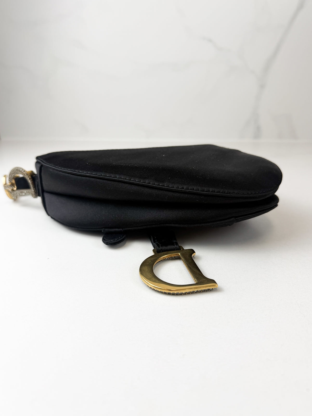 Christian Dior Mini Saddle Bag in Satin with Diamantés