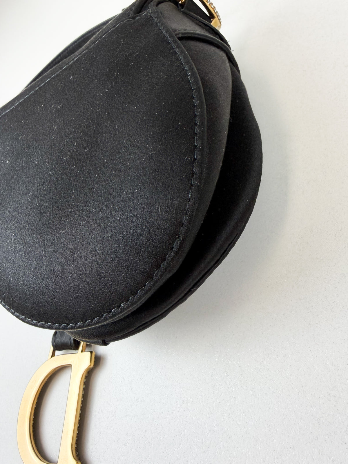 Christian Dior Mini Saddle Bag in Satin with Diamantés