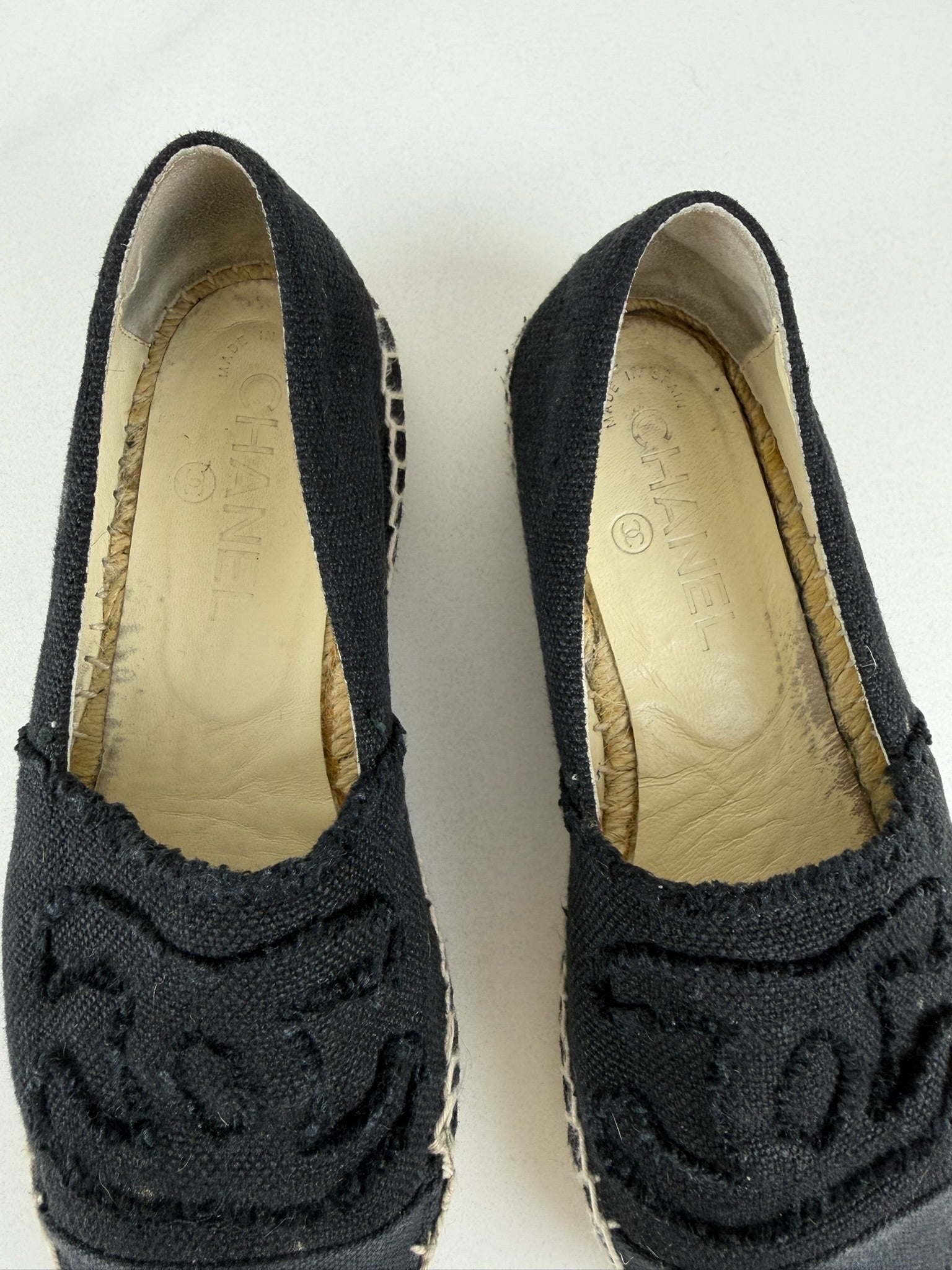 Chanel Black CC Canvas Espadrille Size 36