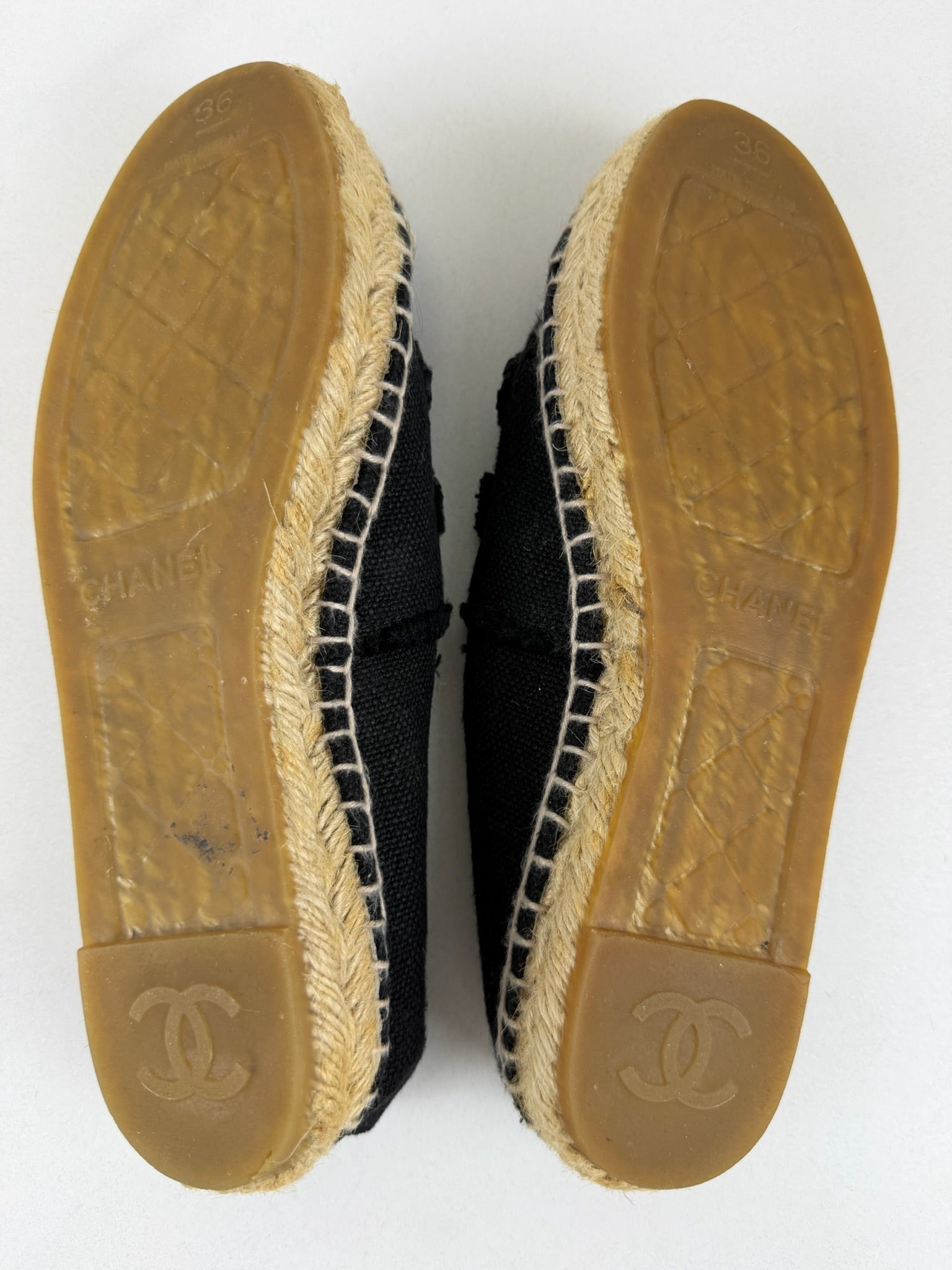 Chanel Black CC Canvas Espadrille Size 36