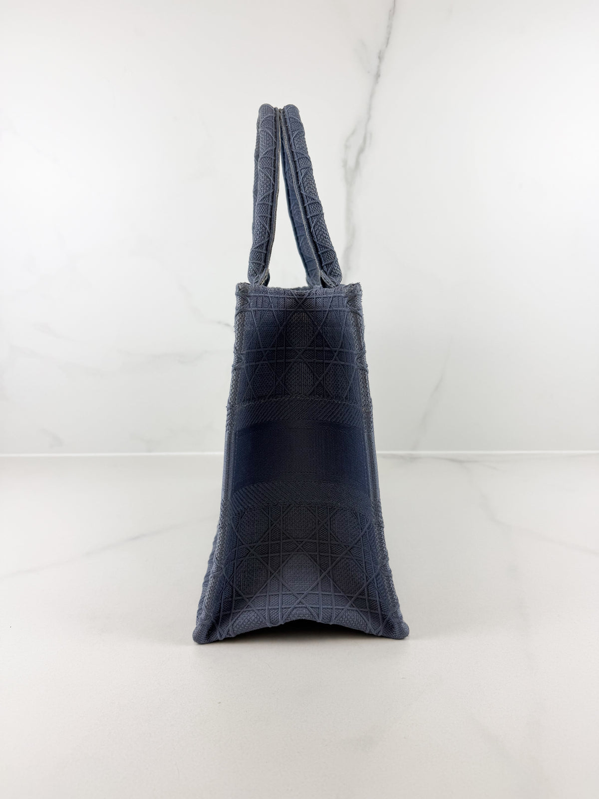 Christian Dior Medium Oblique Book Tote Cannage Embroidered Grey