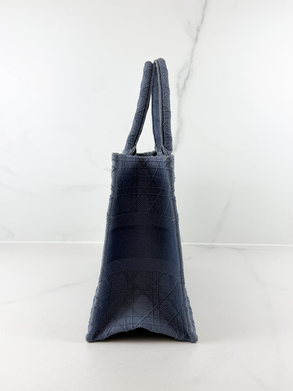 Christian Dior Medium Oblique Book Tote Cannage Embroidered Grey