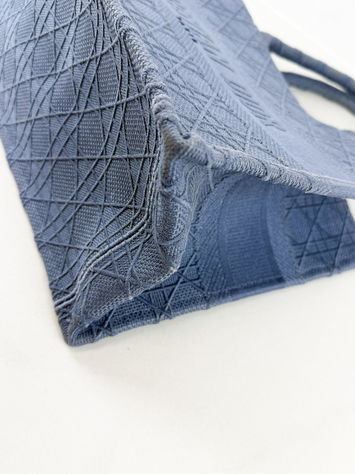 Christian Dior Medium Oblique Book Tote Cannage Embroidered Grey