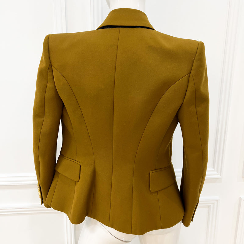 Balmain Wool-Twill Blazer with Gold Buttons in Brown