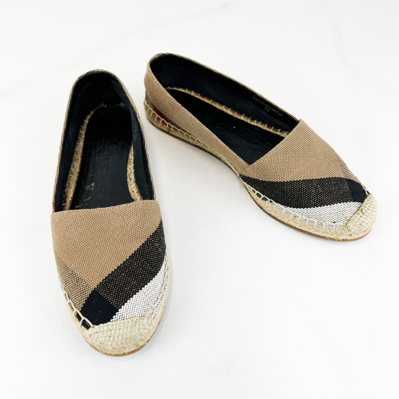 Burberry Checkered Canvas Hodgeson Espadrilles Size 36
