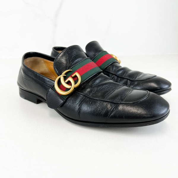 Gucci GG Webbed Trim Loafers Size 6