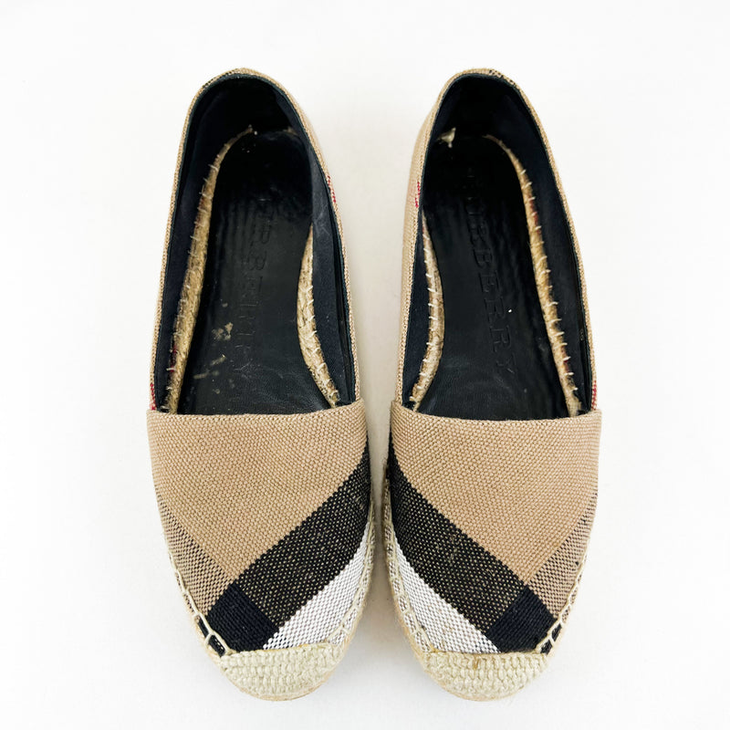 Burberry Checkered Canvas Hodgeson Espadrilles Size 36