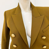 Balmain Wool-Twill Blazer with Gold Buttons in Brown