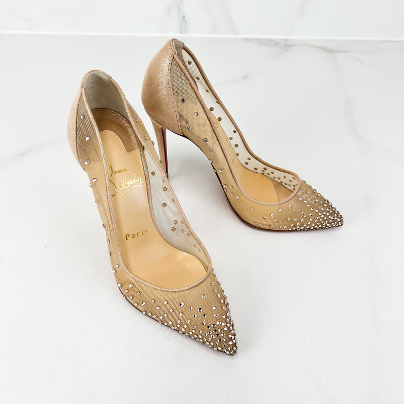 Louboutin follies on sale strass 100mm
