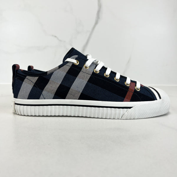 Burberry Low Top Navy Check Canvas Sneaker Size 41