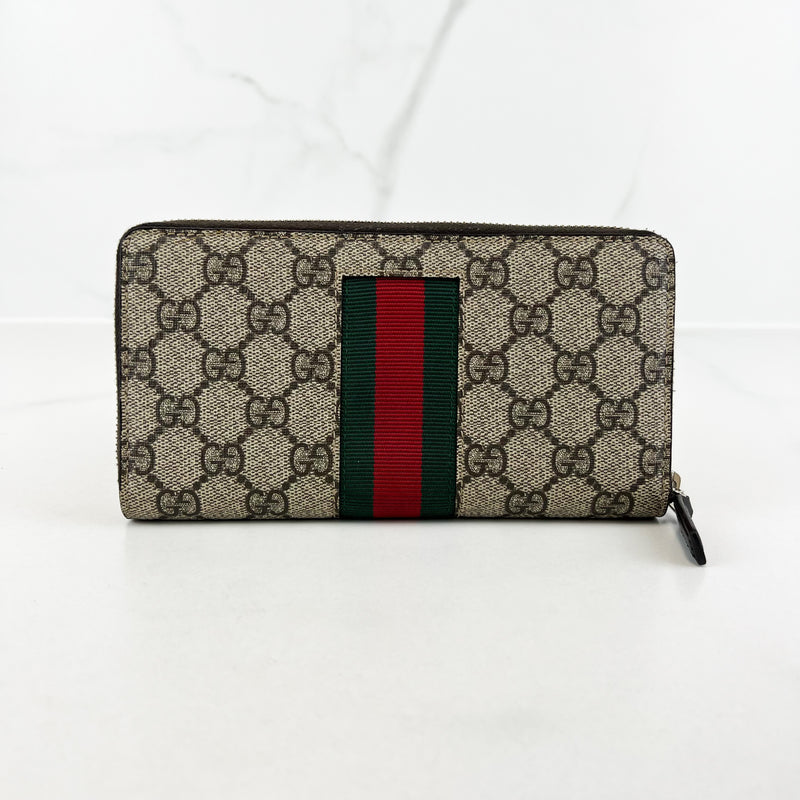 Gucci GG Bee Supreme Zip Around Wallet